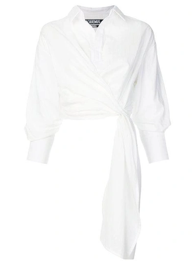 Jacquemus Cropped Draped Shirt - White