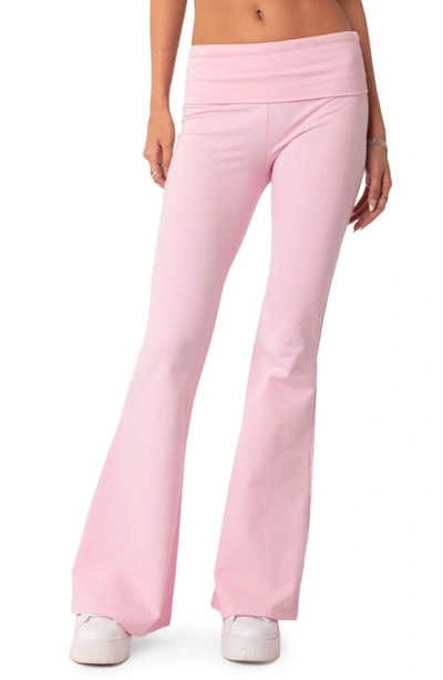 Edikted Naomi Flared Knit Pants In Light Pink