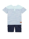 7 For All Mankind Baby Boy's Two-piece Crewneck Tee And Cargo Shorts Set In Heather-blue