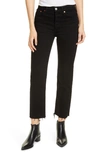 Re/done Originals High Waist Stovepipe Jeans In Jet Black