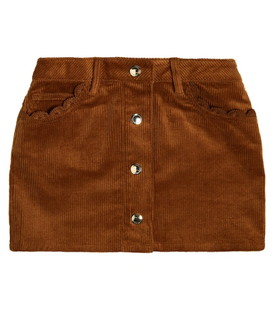 Chloé Kids' Girls Tan Brown Corduroy Skirt