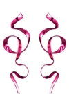 Sterling King Allegro Ribbon Drop Earrings In Fuchsia