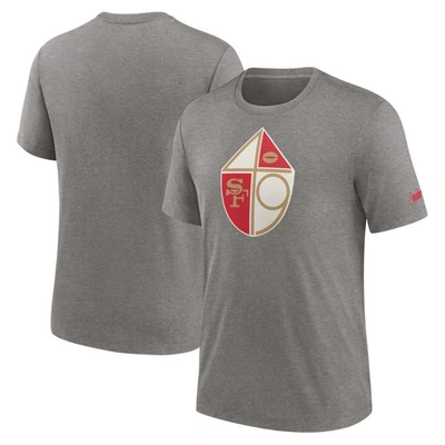 Nike Heather Charcoal San Francisco 49ers Rewind Logo Tri-blend T-shirt In Grey