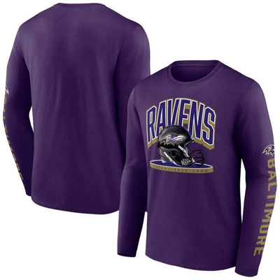 Fanatics Branded  Purple Baltimore Ravens Helmet Platform Long Sleeve T-shirt