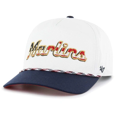 47 ' White Miami Marlins Flag Script Hitch Adjustable Hat