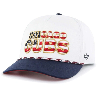 47 ' White Chicago Cubs Flag Script Hitch Snapback Hat