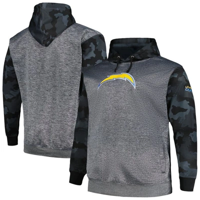 Fanatics Branded Heather Charcoal Los Angeles Chargers Big & Tall Camo Pullover Hoodie
