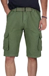 X-ray Belted Twill Trim Cargo Shorts In Grass