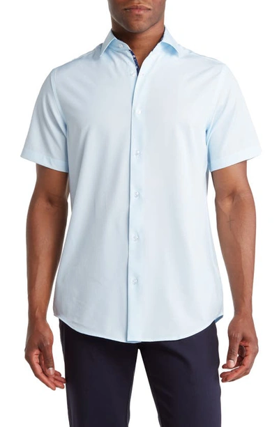 Tom Baine Slim Fit Performance Short Sleeve Button-up Shirt In White