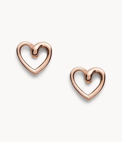 Fossil Women's Rose Gold-tone Stud Earring In Pink