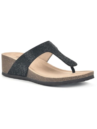 White Mountain Action Womens Thong Footbed Wedge Sandals In Multi