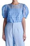 English Factory Windowpane Sheer Top In Blue