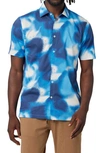 Good Man Brand Big On-point Short Sleeve Organic Cotton Button-up Shirt In Sky Spray Paint