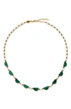 Missoma Zenyu Seed Pearl Choker Necklace In Gold/green