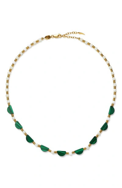 Missoma Zenyu Seed Pearl Choker Necklace In Gold/green