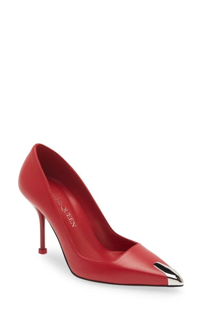 Alexander Mcqueen Punk Pointed Toe Pump In Red