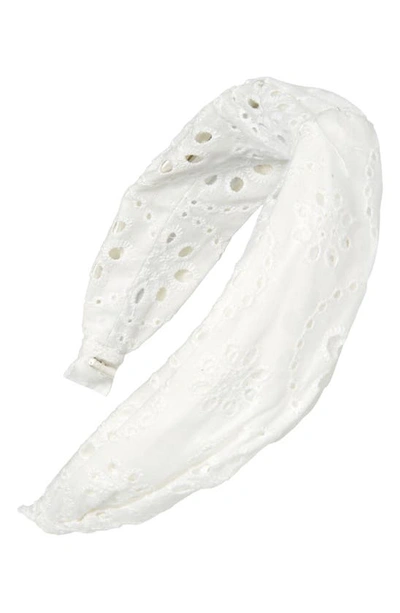 Tasha Eyelet Knot Headband In White