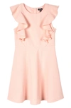 Zunie Kids' Ruffle Sleeve Knit Dress In Blush