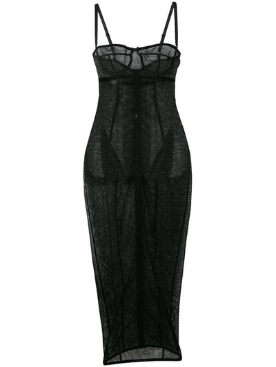 Dolce & Gabbana Black Stretch Tulle Bustier Dress