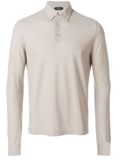 Zanone Long Sleeve Polo Shirt - Grey