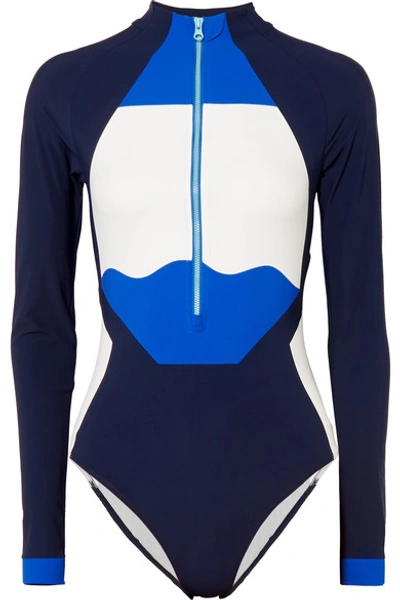 Lndr Triton Rashie Stretch Bodysuit In Blue