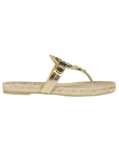 Tory Burch Feather Flat Sandals In Gold