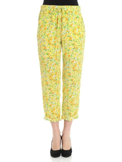 Boutique Moschino Printed Trousers In Yellow- Multicolor