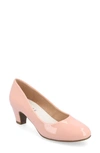 Journee Collection Luu Round Toe Pump In Patent/ Pink