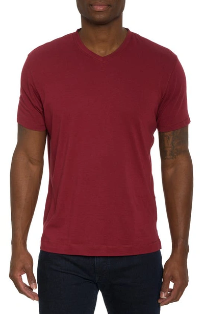 Robert Graham Eastwood V-neck Cotton Blend T-shirt In Burgundy
