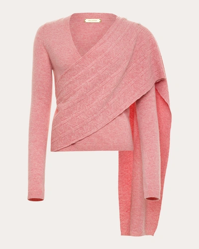 Hellessy Colt Cashmere Sweater With Shoulder Scarf In Pink