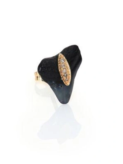Jacquie Aiche Diamond, Shark Tooth & 14k Yellow Gold Single Stud Earring In Gold Black
