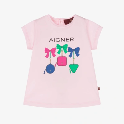 Aigner Babies'  Girls Pink Cotton T-shirt