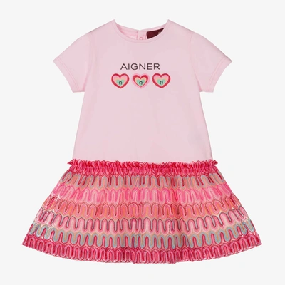 Aigner Babies'  Girls Pink Cotton Dress