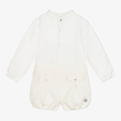 Artesania Granlei Baby Boys Ivory Cotton Shorts Set