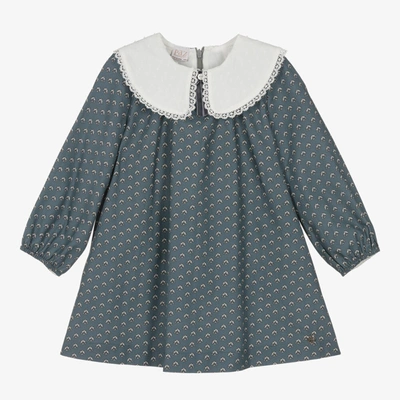 Paz Rodriguez Kids' Girls Blue Cotton Floral Dress