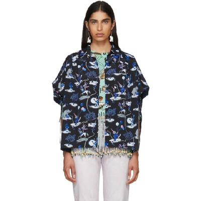 Loewe Long-sleeve Button-down Printed Blouse In Multicoloured