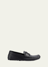 Gucci Men's Ayrton Interlocking G Leather Drivers In Black