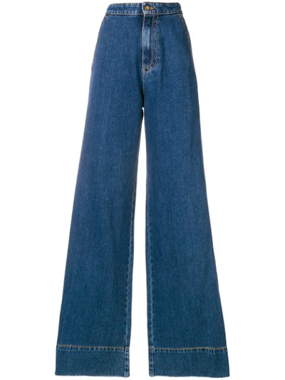 Loewe High-rise Wide-leg Flared Jeans In Blue Denim