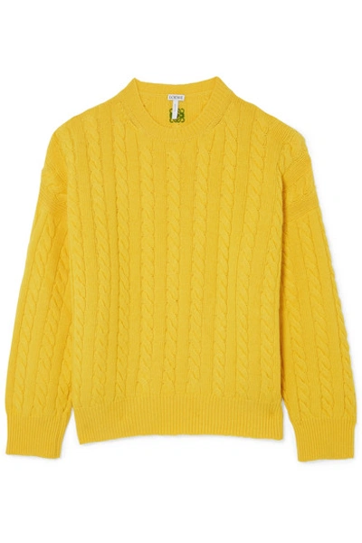 Loewe Cable-knit Wool Sweater In Yellow