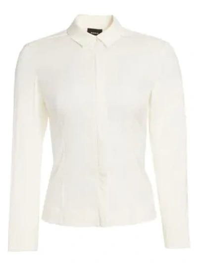 Akris Women's Zip Cotton Poplin Blouse In Paper