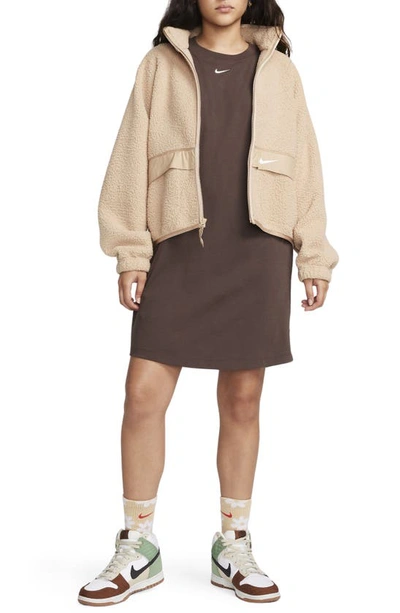 Nike Women's  Sportswear Chill Knit Oversized T-shirt Dress In Brown