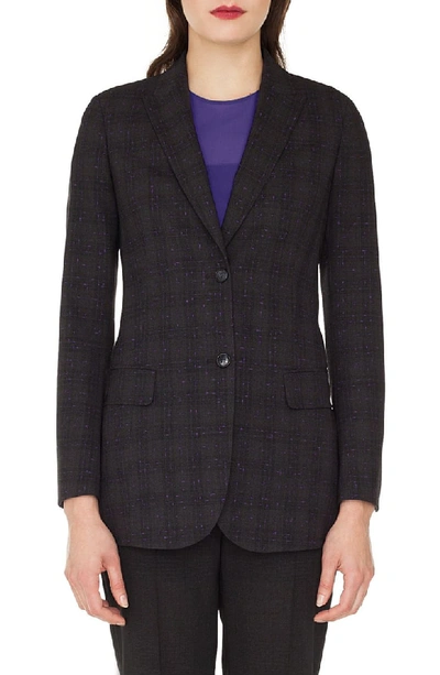 Akris Tweed Long-sleeve Wool Jacket In Charcoal