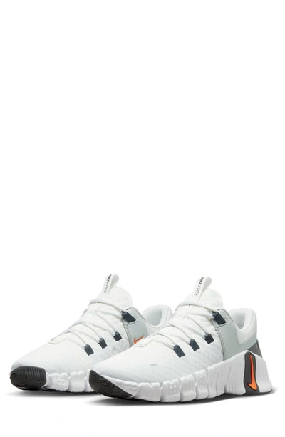 Nike Men's Free Metcon 5 Workout Shoes In Summit White/ Bright Orange