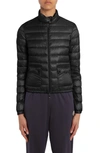 Moncler Lans Channel Quilted Down Moto Jacket In Black