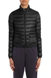 Moncler Lans Channel Quilted Down Moto Jacket In Black  