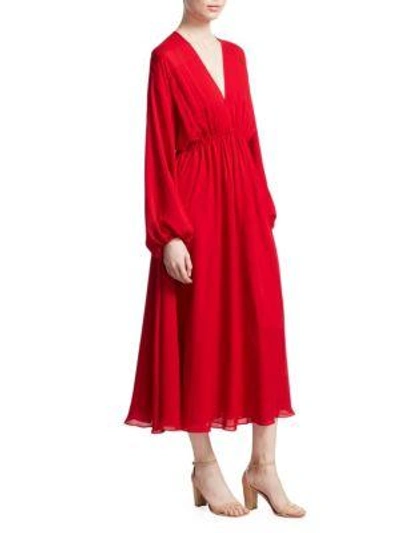 Elizabeth And James Norma Long Sleeve V-neck Dress In Bright Red