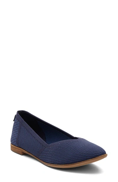 Toms Jutti Neat Flat In Navy Repreve Engineered Knit