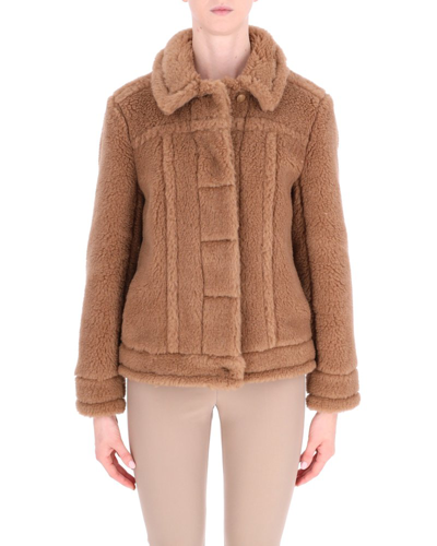 Max Mara Teddy Bear Jacket In Brown