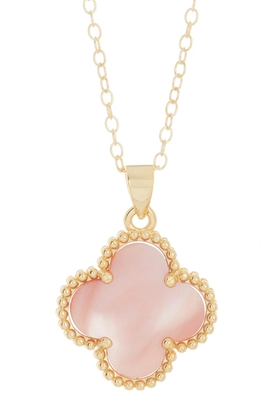 Adornia Pink Quatrefoil Necklace Gold