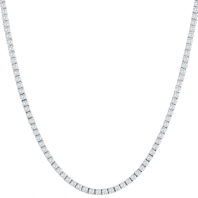 Pompeii3 Huge 28 Ct Men's Natural Diamond Tennis Necklace 14k White Gold 22" In Silver